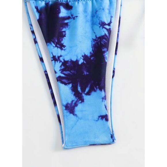 NEW Blue Tie Dye Thong Micro String Bikini SMALL - Picture 5 of 6